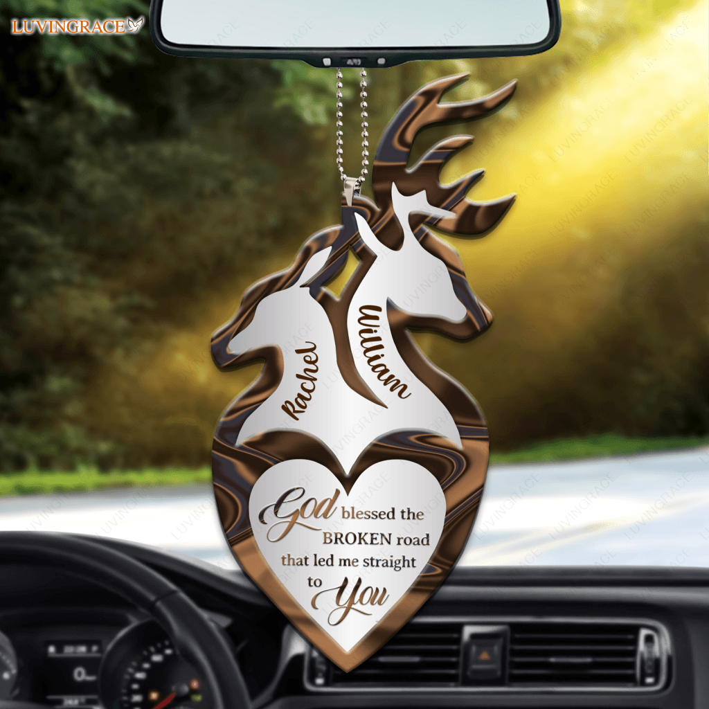 Deers With Heart God Blessed Personalized Ornament