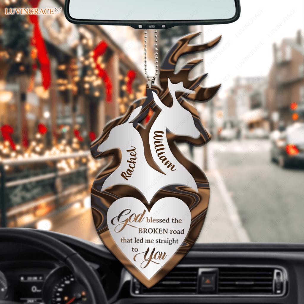 Deers With Heart God Blessed Personalized Ornament