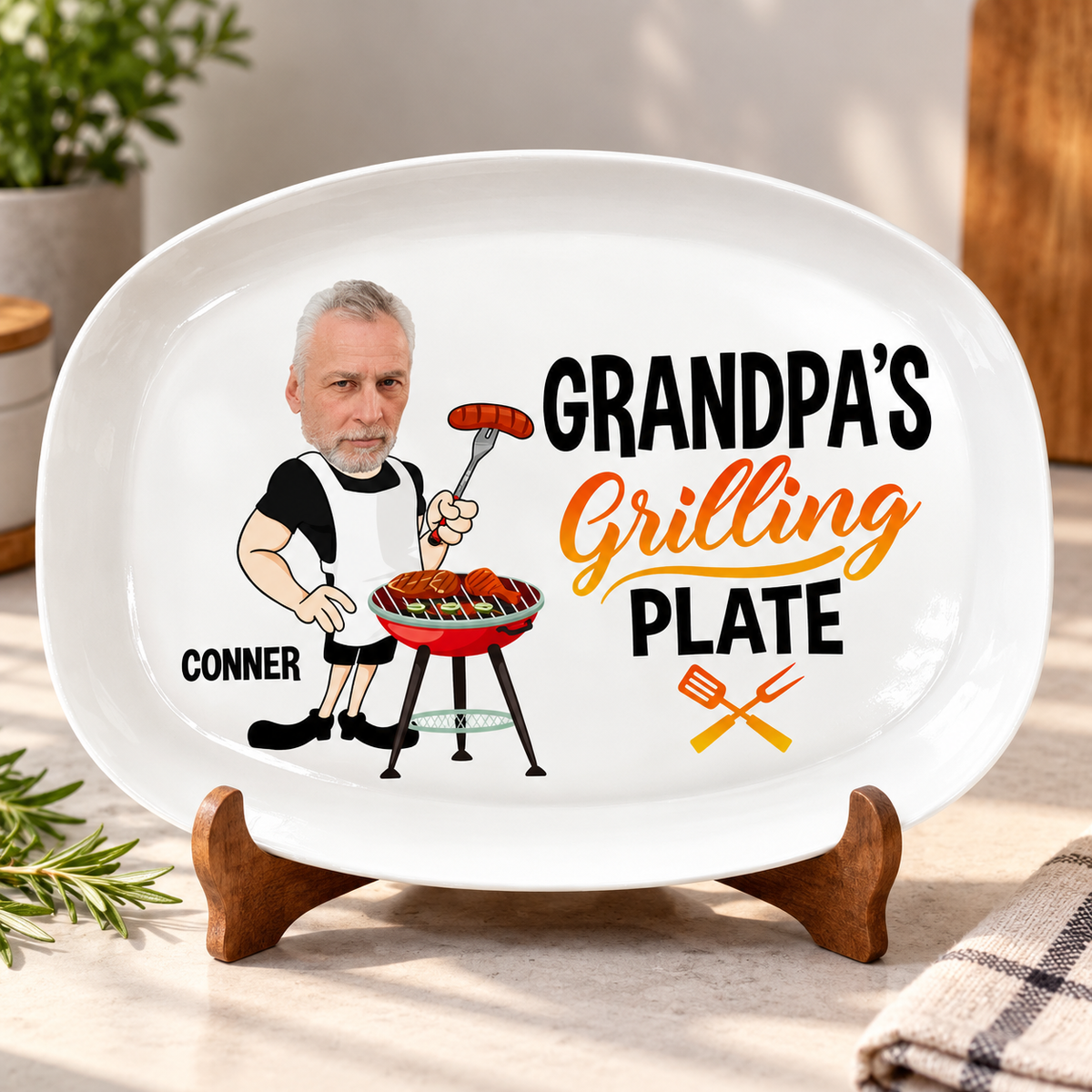 Custom Photo Grill Master - Personalized Name Grilling Plate