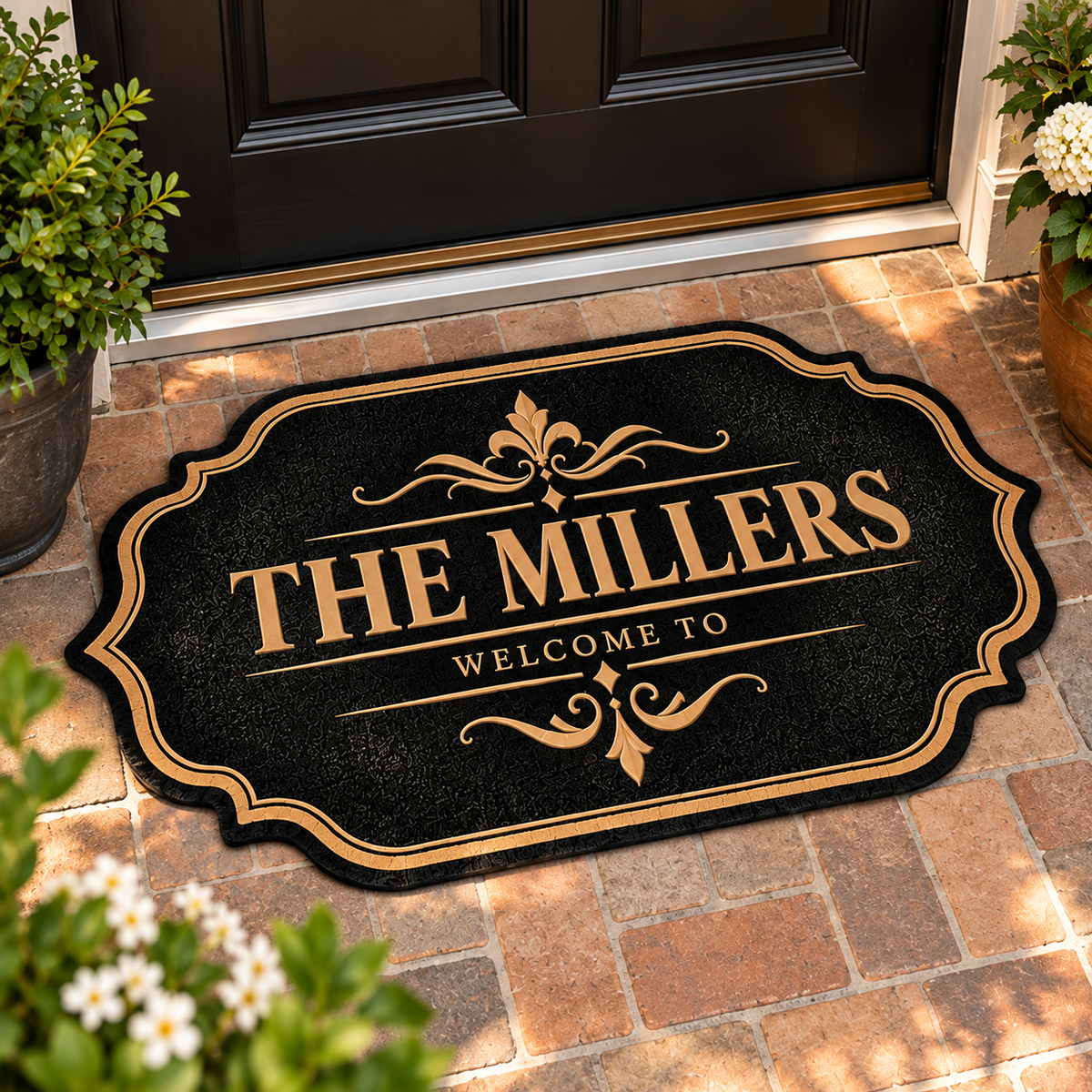 Personalized Family Name Elegant Vintage Frame Doormat – Luxury Welcome Mat