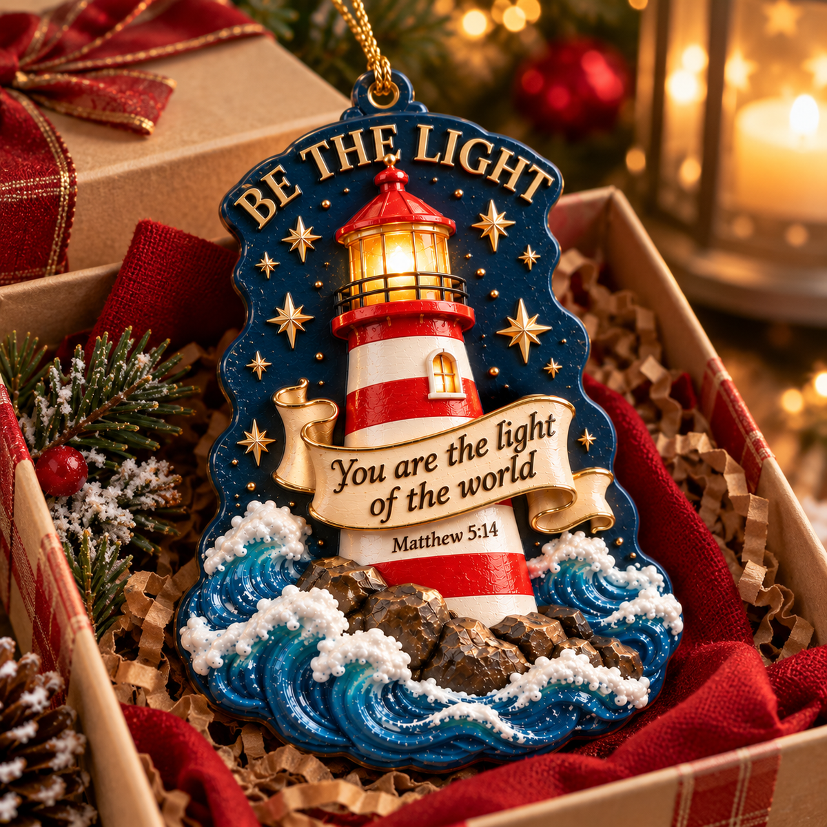 3D Be The Light Lighthouse Christian Ornament – Matthew 5:14