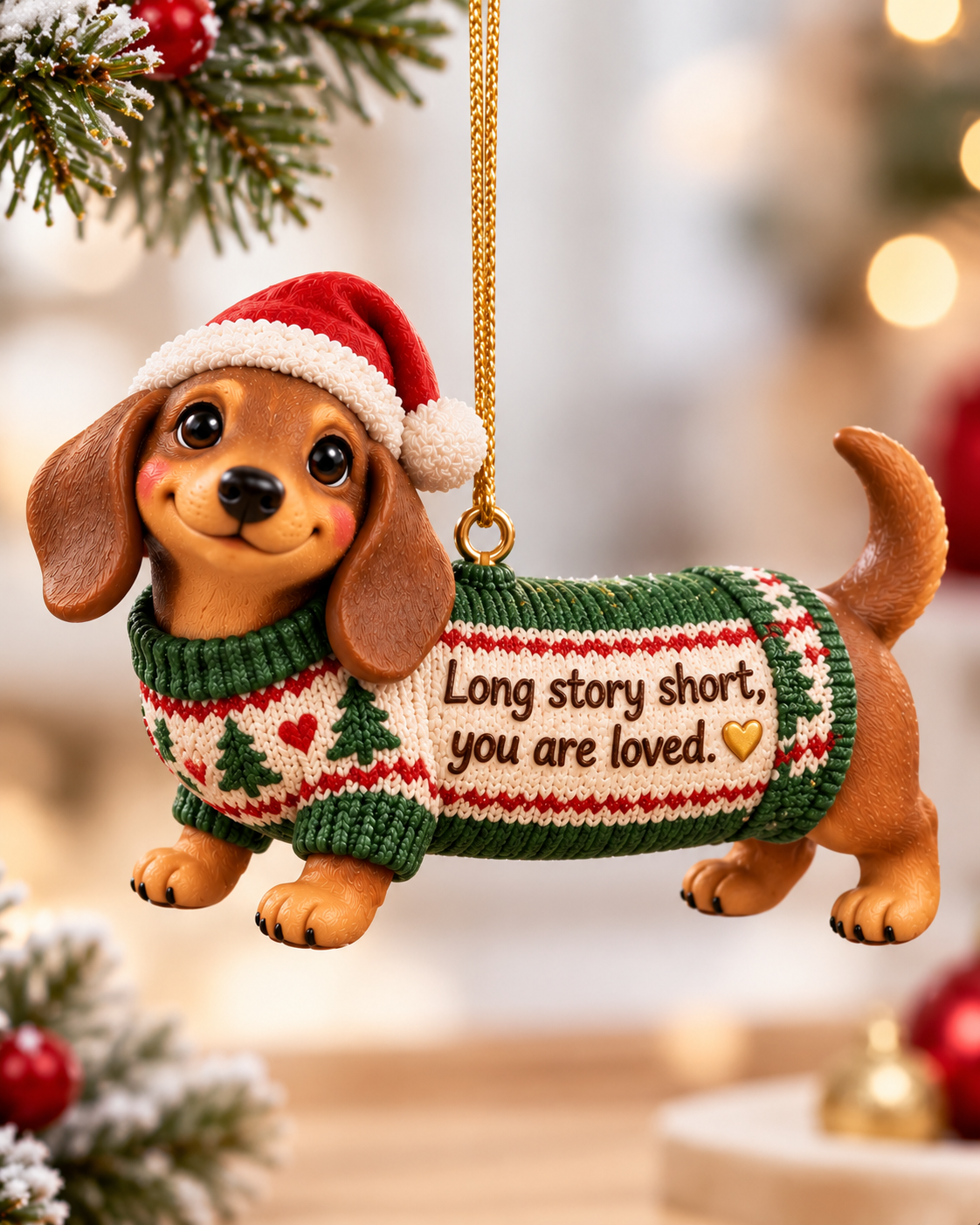 3D Dachshund Christmas Ornament – Long Story Short, You Are Loved