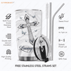 Diamond Cross And Butterfly As For Me My House Personalized Tumbler