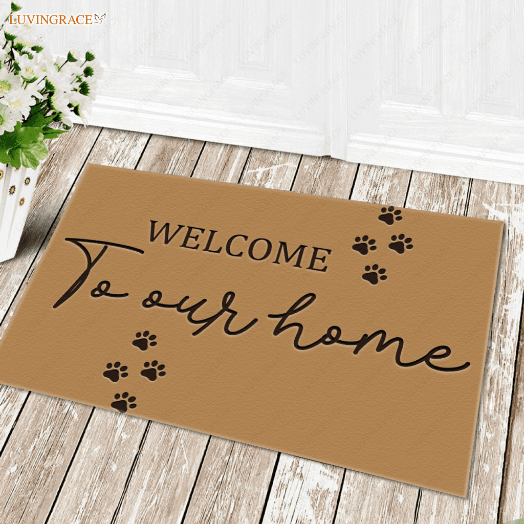 Dog Paws Doormat Welcome To Our Home