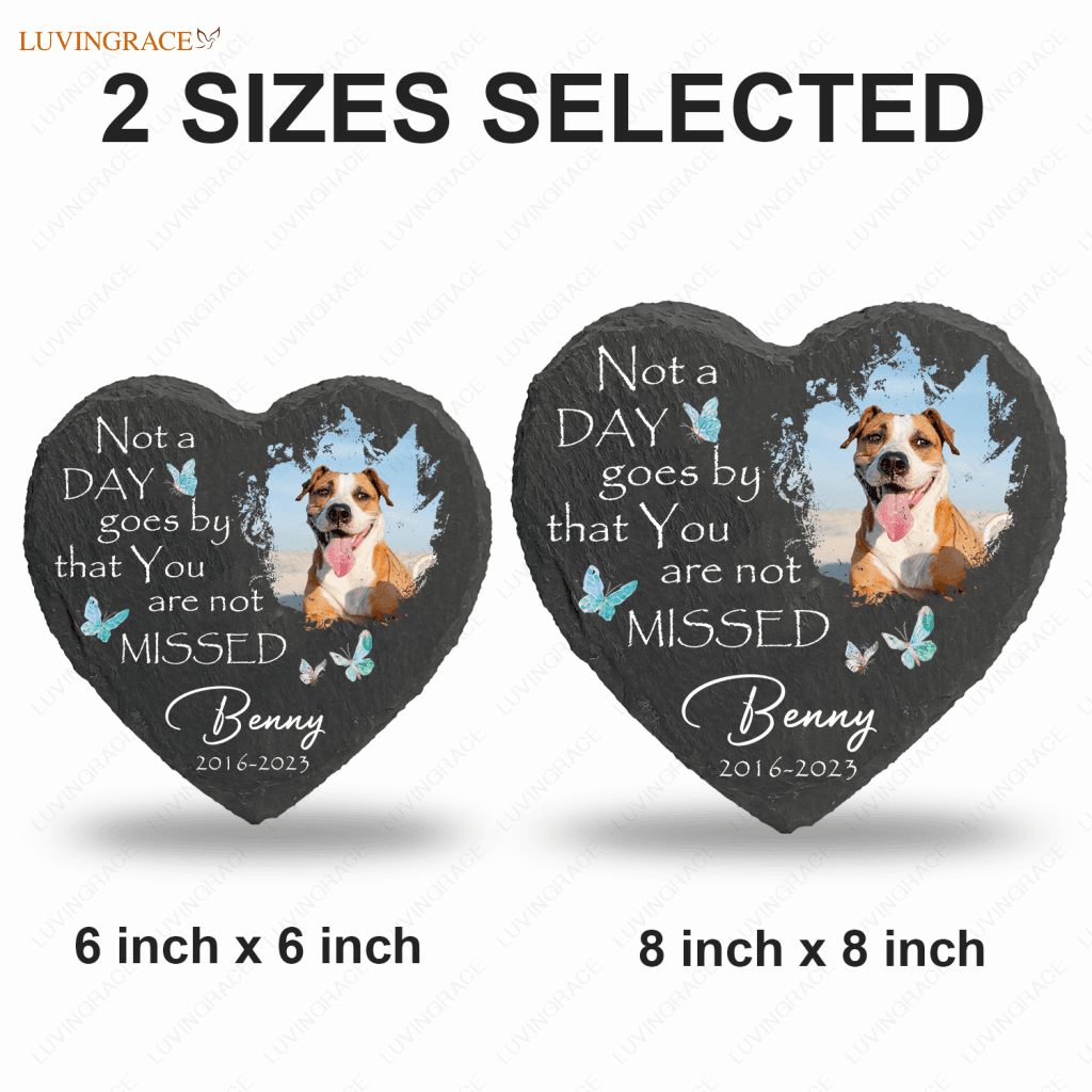 Dog Photo Blue Butterly Butterfly Custom Memorial Stone Pet Gifts - Personalized Tomstone