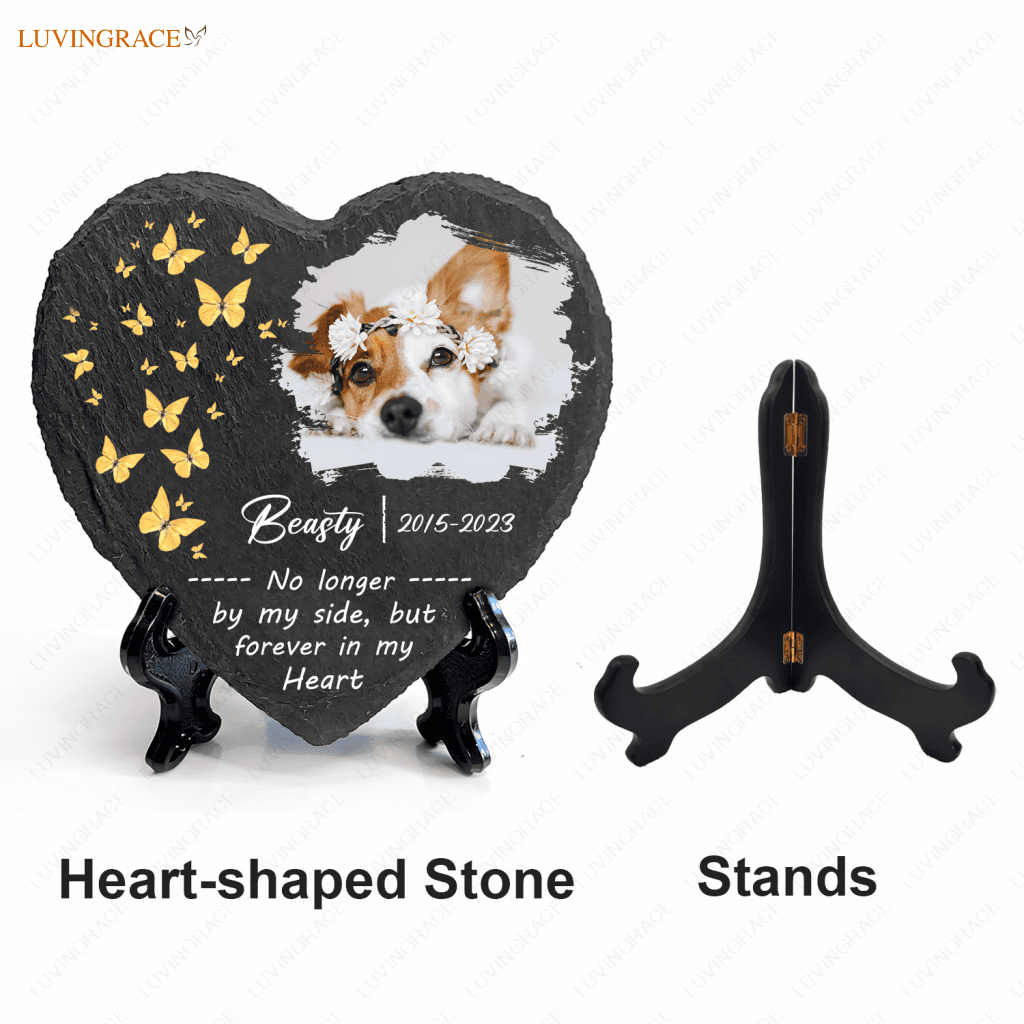 Dog Photo Butterfly Custom Memorial Stone Pet Gifts - Personalized Tomstone