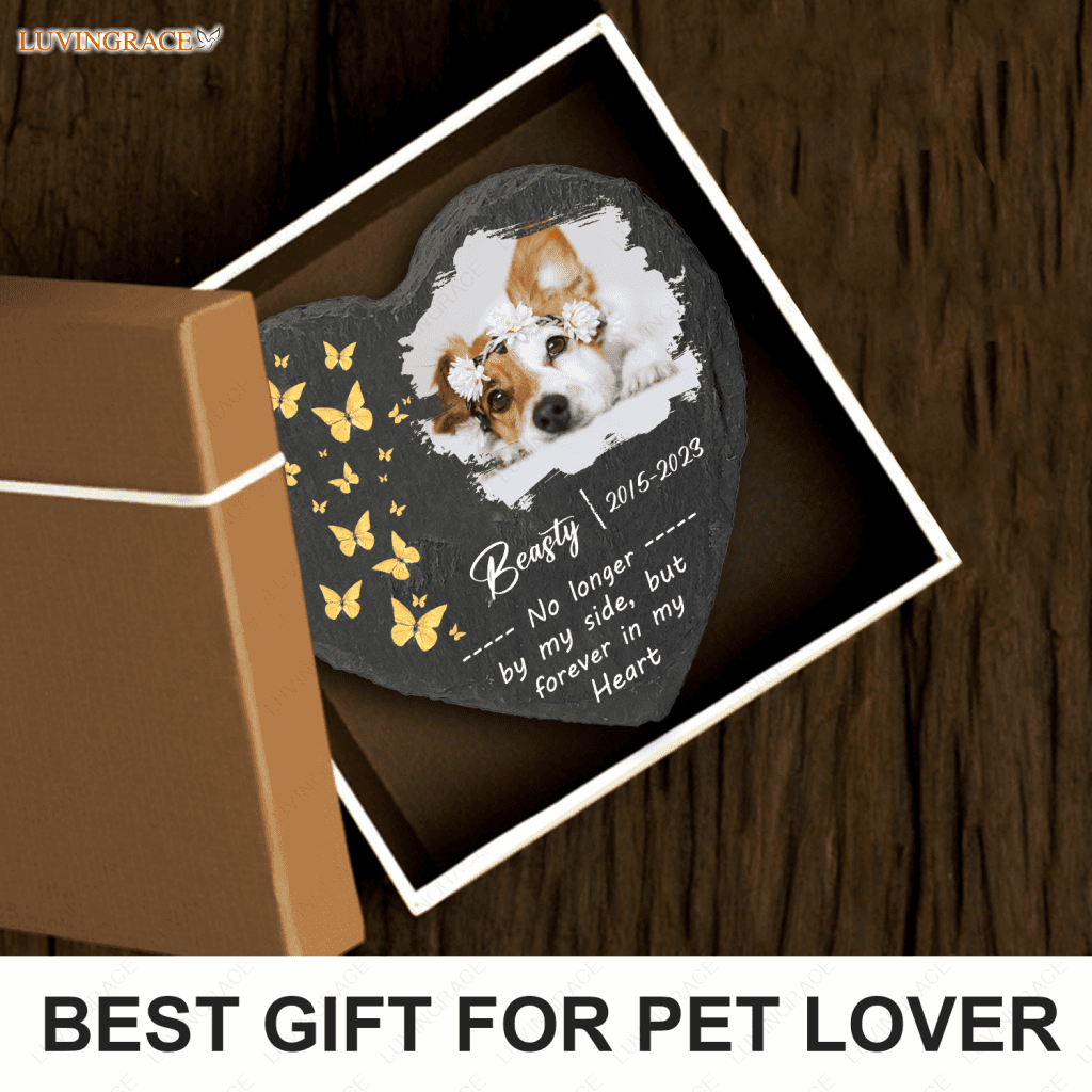 Dog Photo Butterfly Custom Memorial Stone Pet Gifts - Personalized Tomstone