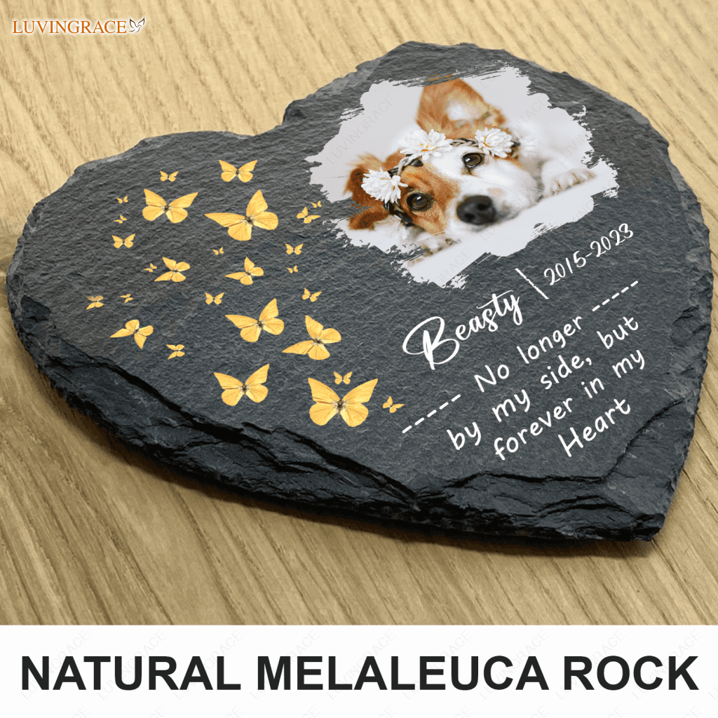 Dog Photo Butterfly Custom Memorial Stone Pet Gifts - Personalized Tomstone