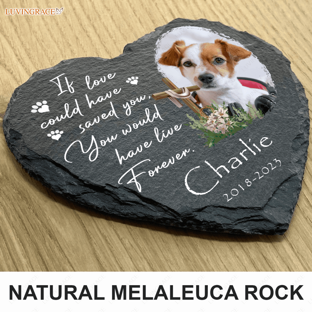 Dog Photo Christ Cross Flower Custom Memorial Stone Pet Gifts - Personalized Tombstone