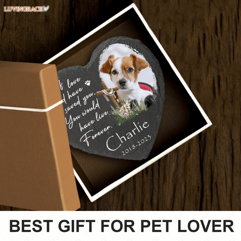 Dog Photo Christ Cross Flower Custom Memorial Stone Pet Gifts - Personalized Tombstone