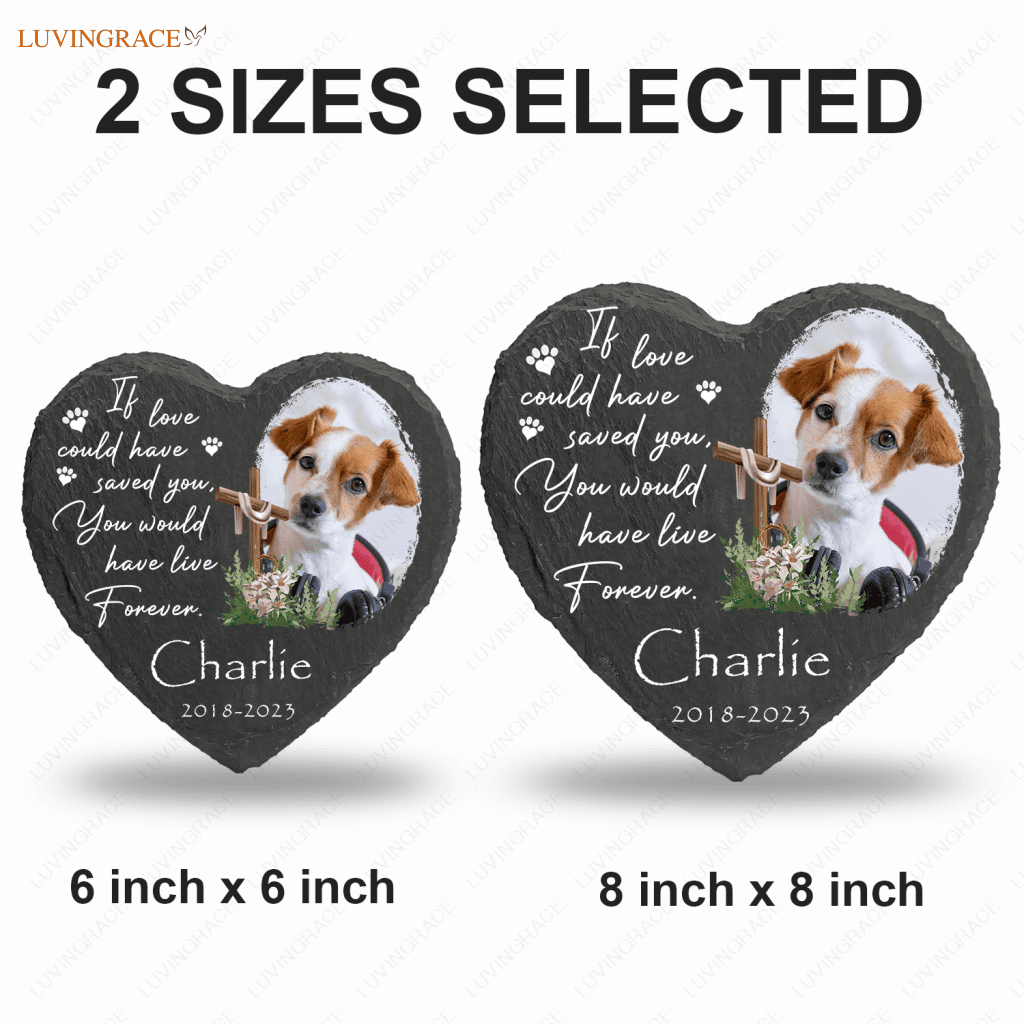 Dog Photo Christ Cross Flower Custom Memorial Stone Pet Gifts - Personalized Tombstone