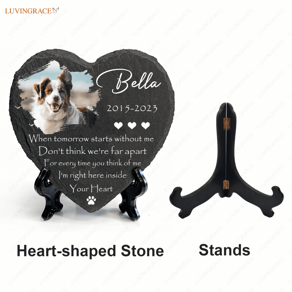 Dog Photo When Tomorrow Starts Without Me Custom Memorial Stone Pet Gifts - Personalized Tombstone