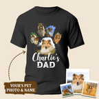 Dog/Cat Dad/Mom Personalized Dog Lover Pet Footprint Photo Collage T-Shirt