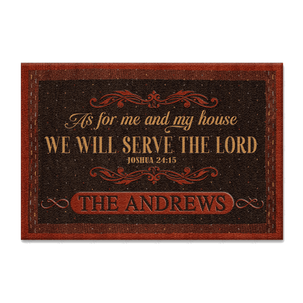 Dotted Brown Serve The Lord Personalized Doormat
