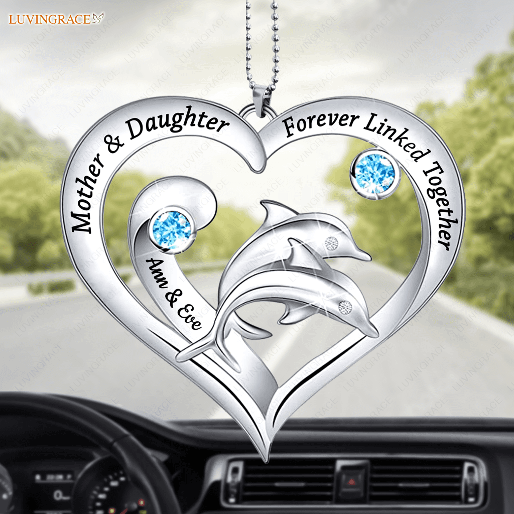 Double Dolphin Mother And Daughter Personalized Ornament