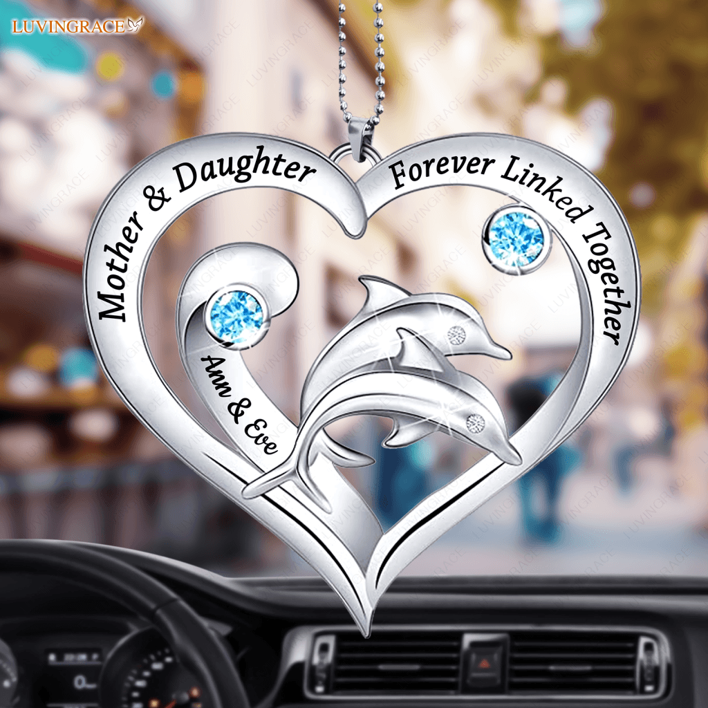 Double Dolphin Mother And Daughter Personalized Ornament