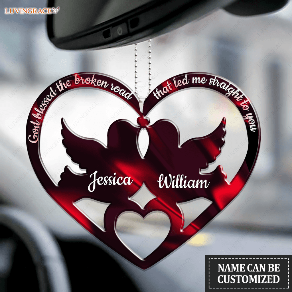 Dove Couple Heart God Blessed Personalized Ornament