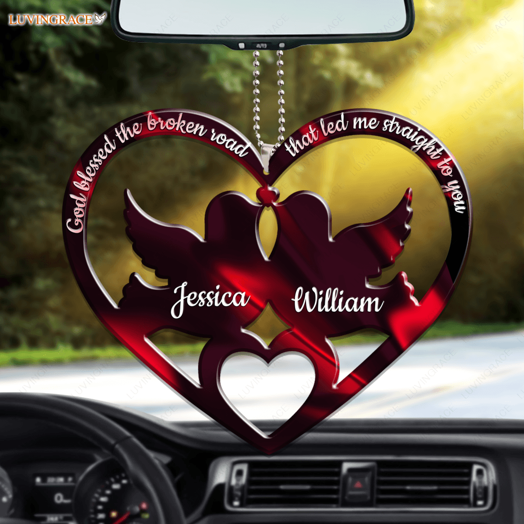 Dove Couple Heart God Blessed Personalized Ornament