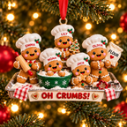 Personalized Gingerbread Baking Crew 3D Ornament – Custom Names Christmas Gift