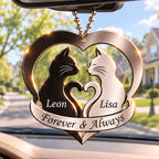 Personalized Names Furever in Love Cat Ornament - Sweet Gift for Couples