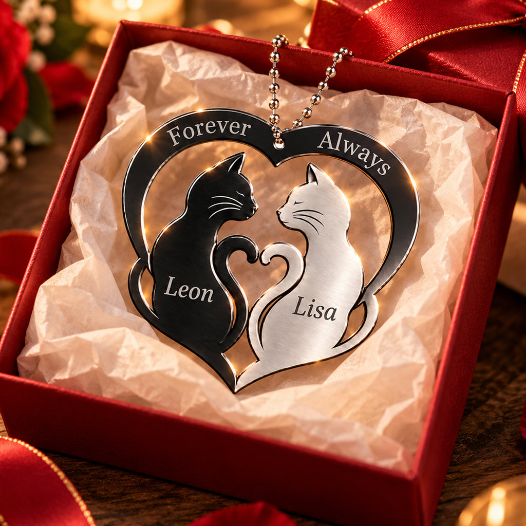 Personalized Names Forever Always Cats Ornament - Gift for Cat Lovers