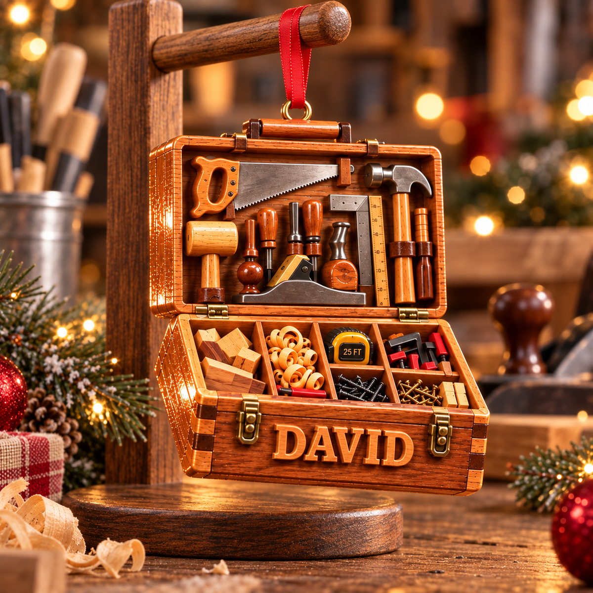 Vintage Carpenter Toolbox Decor - Personalized 3D Ornament