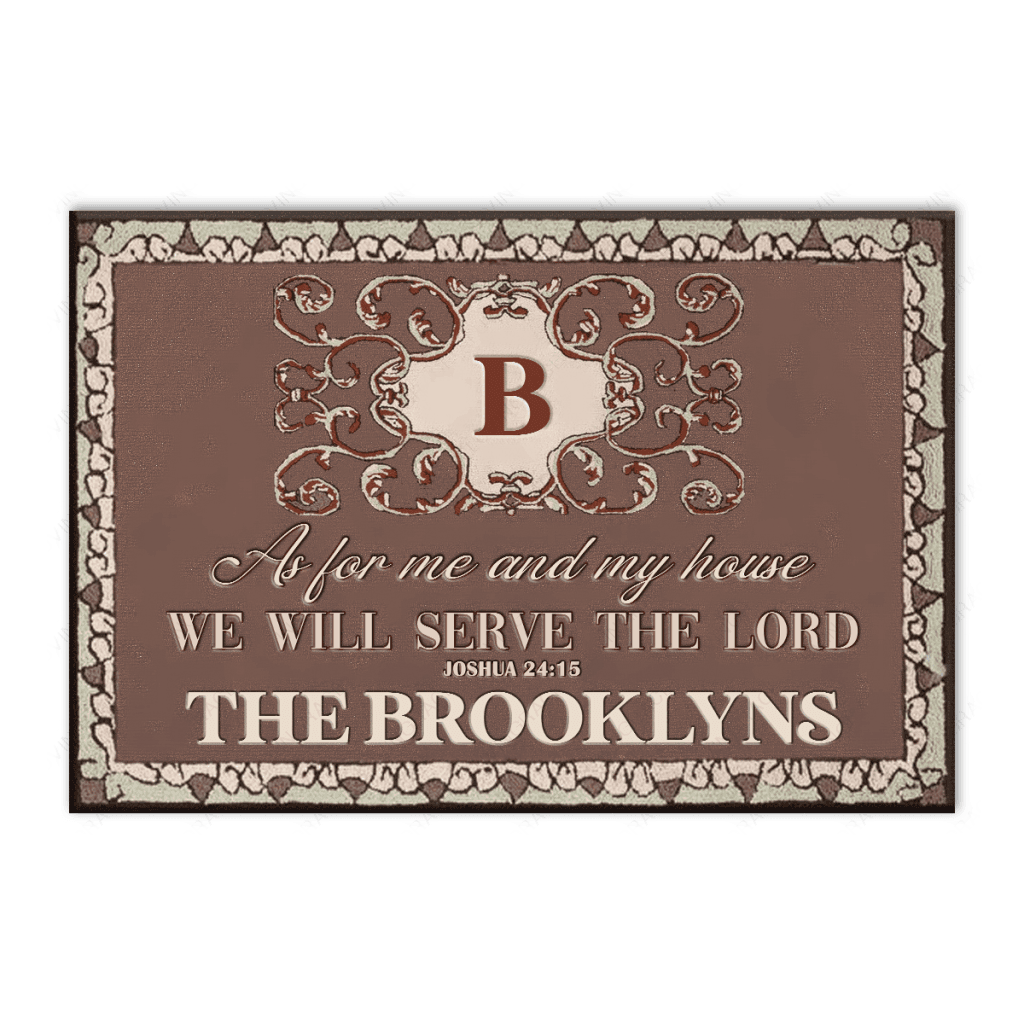 Elegant Classy Monogram Serve The Lord Personalized Doormat