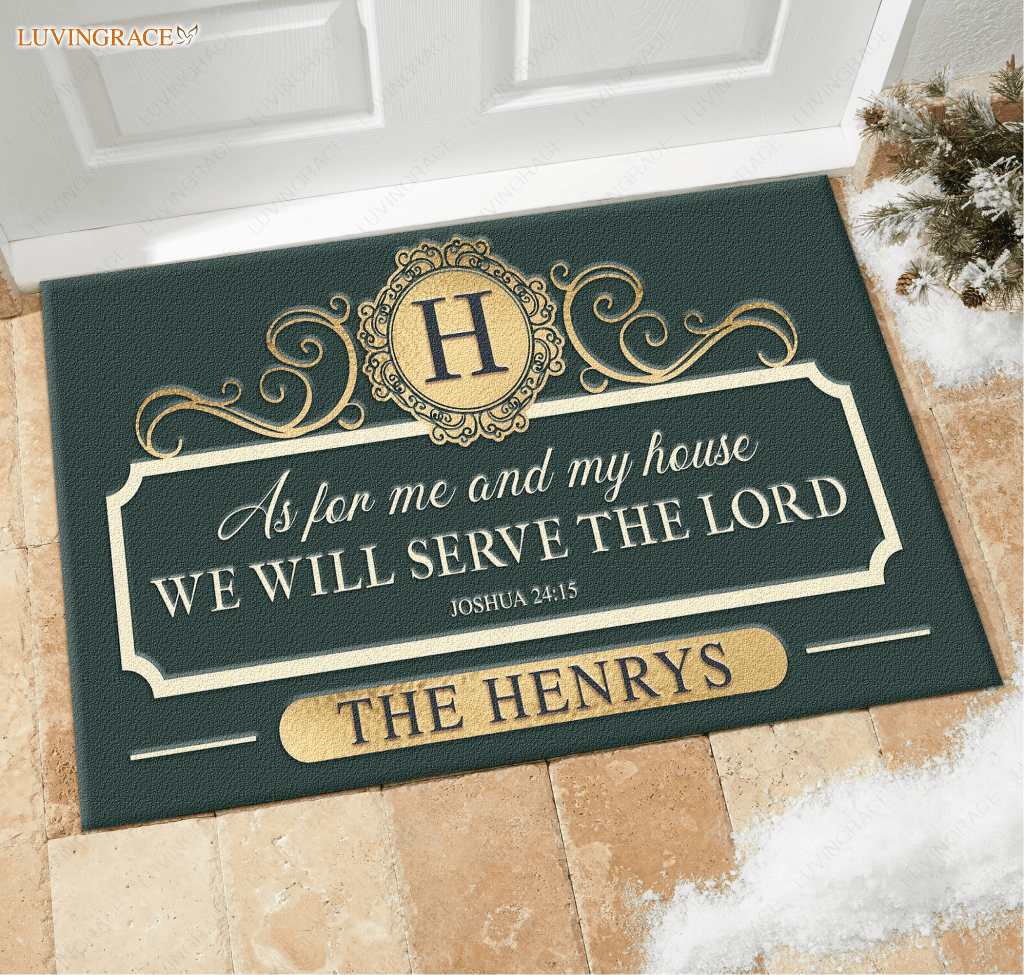 Elegant Colors Family Home Serve The Lord Personalized Doormat