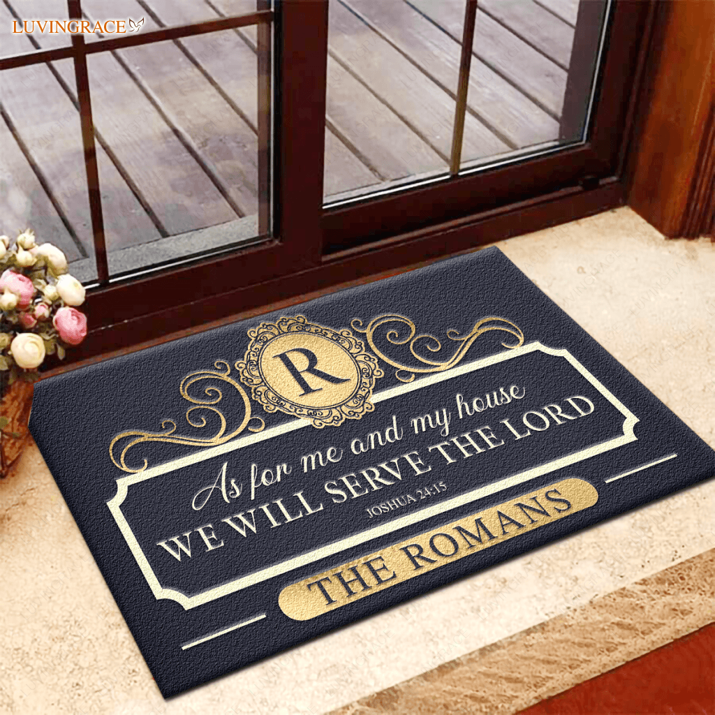 Elegant Colors Family Home Serve The Lord Personalized Doormat