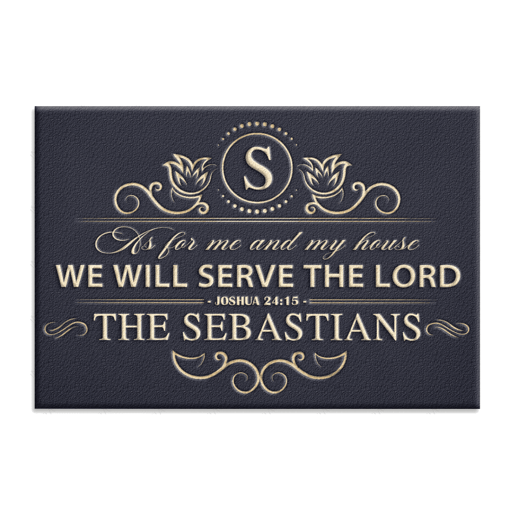 Elegant Line Serve The Lord Personalized Doormat