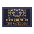 Elegant Navy Exterior Decor Monogrammed Serve The Lord Personalized Doormat