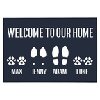 Elegant Navy Welcome To Our Home Custom Footprint Doormat
