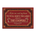 Elegant Red Serve The Lord Personalized Doormat
