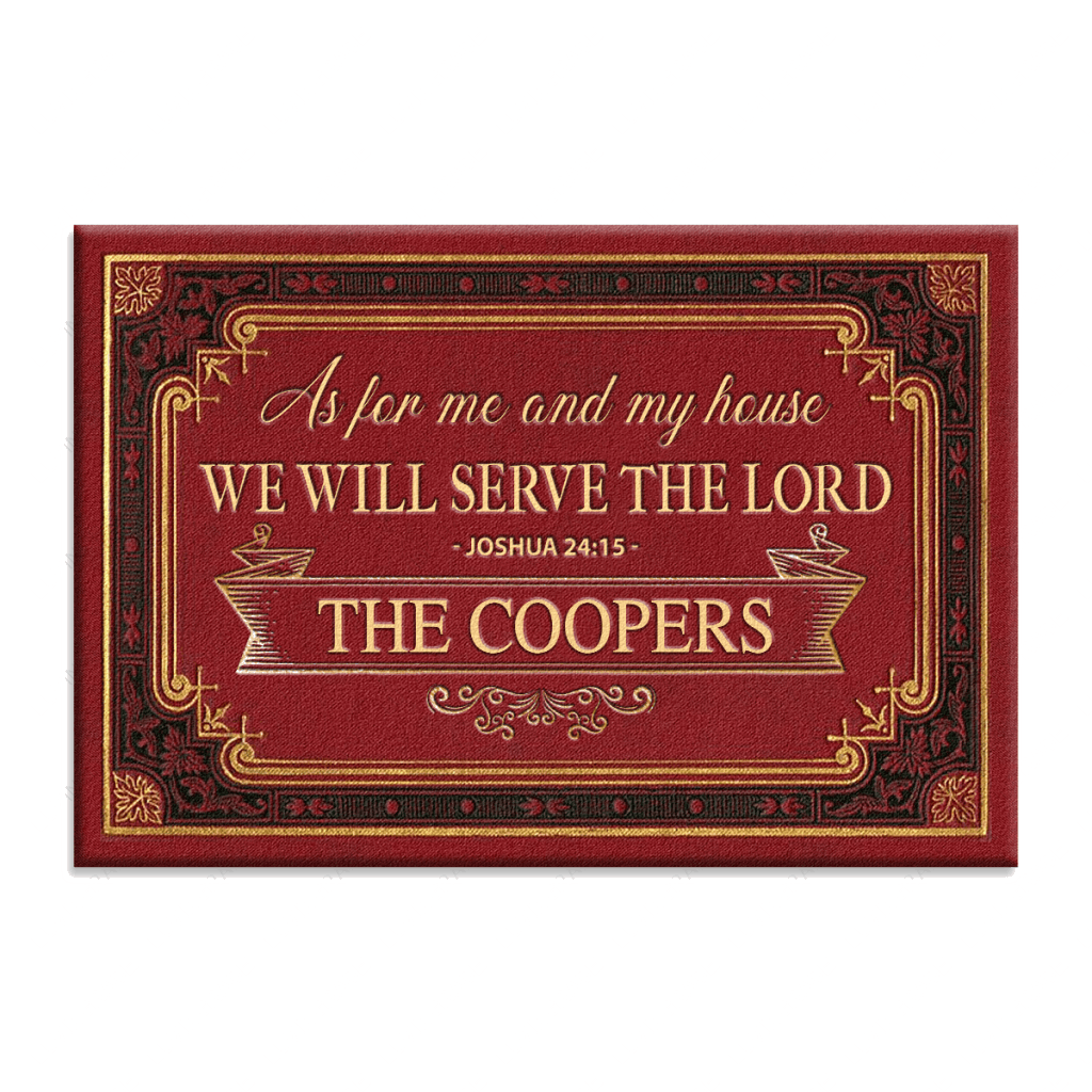 Elegant Red Serve The Lord Personalized Doormat