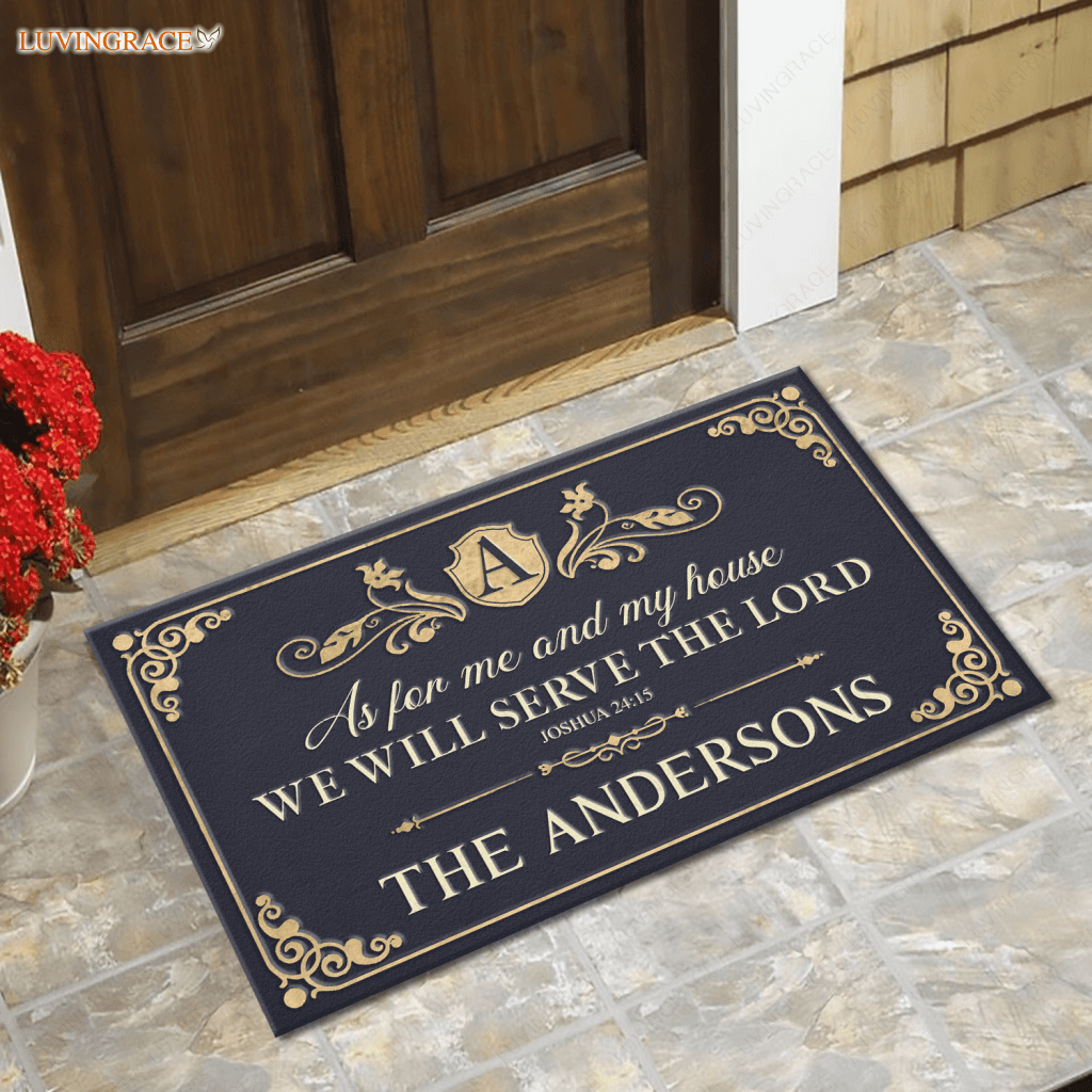 Elegant Rustic Antique Frame Serve The Lord Personalized Doormat