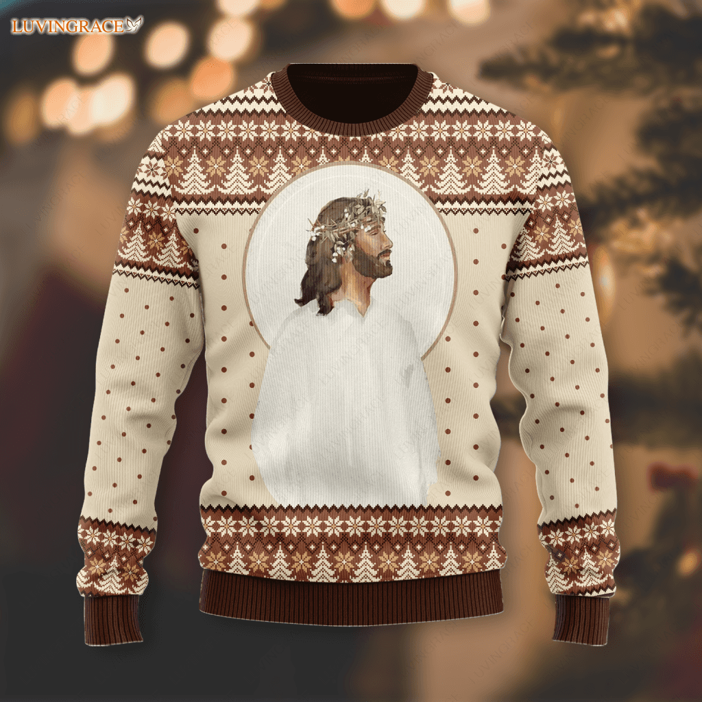 Elegant Vintage Christian Wool Knitted Christmas Pattern Ugly Sweater S Sweatshirt