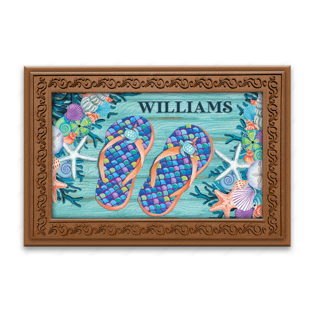 Enjoy Life Flip Flops Summer Personalized Doormat
