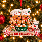 Personalized Gingerbread Baking Crew 3D Ornament – Custom Names Christmas Gift