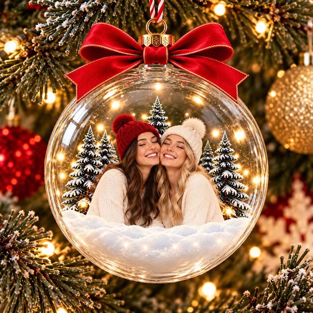 Christmas Snow Globe With Custom Photo – Personalized Ornament