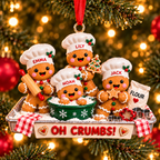 Personalized Gingerbread Baking Crew 3D Ornament – Custom Names Christmas Gift