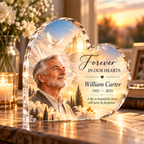 Personalized Forever in Our Hearts Memorial Crystal Heart Plaque