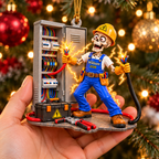 Funny Skeleton Electrician With Custom Name - Personalized Ornament