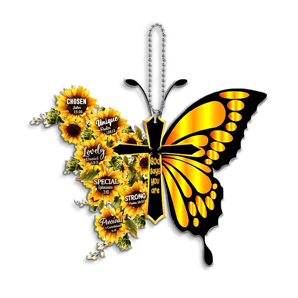 Faith Christian Sunflower Cross Monarch God Says You Are Ornament