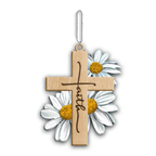 Faith Daisy Flowers Cross God Jesus Christian Lover Wood Engraved Ornaments