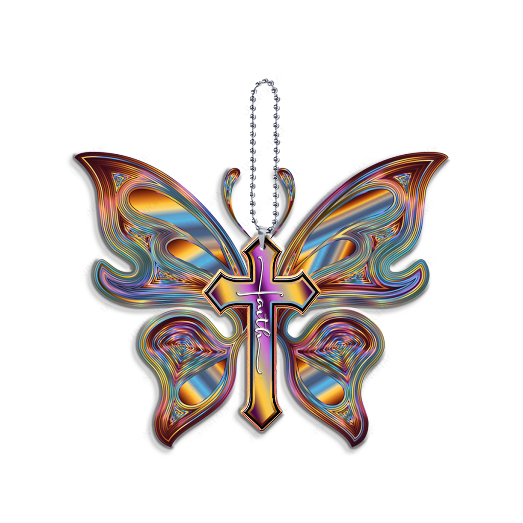 Faith Hologram Butterfly Ornament