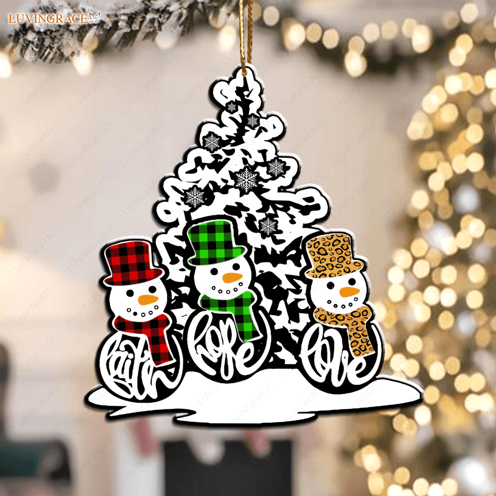 Faith Hope Love Christmas Snowman Ornament