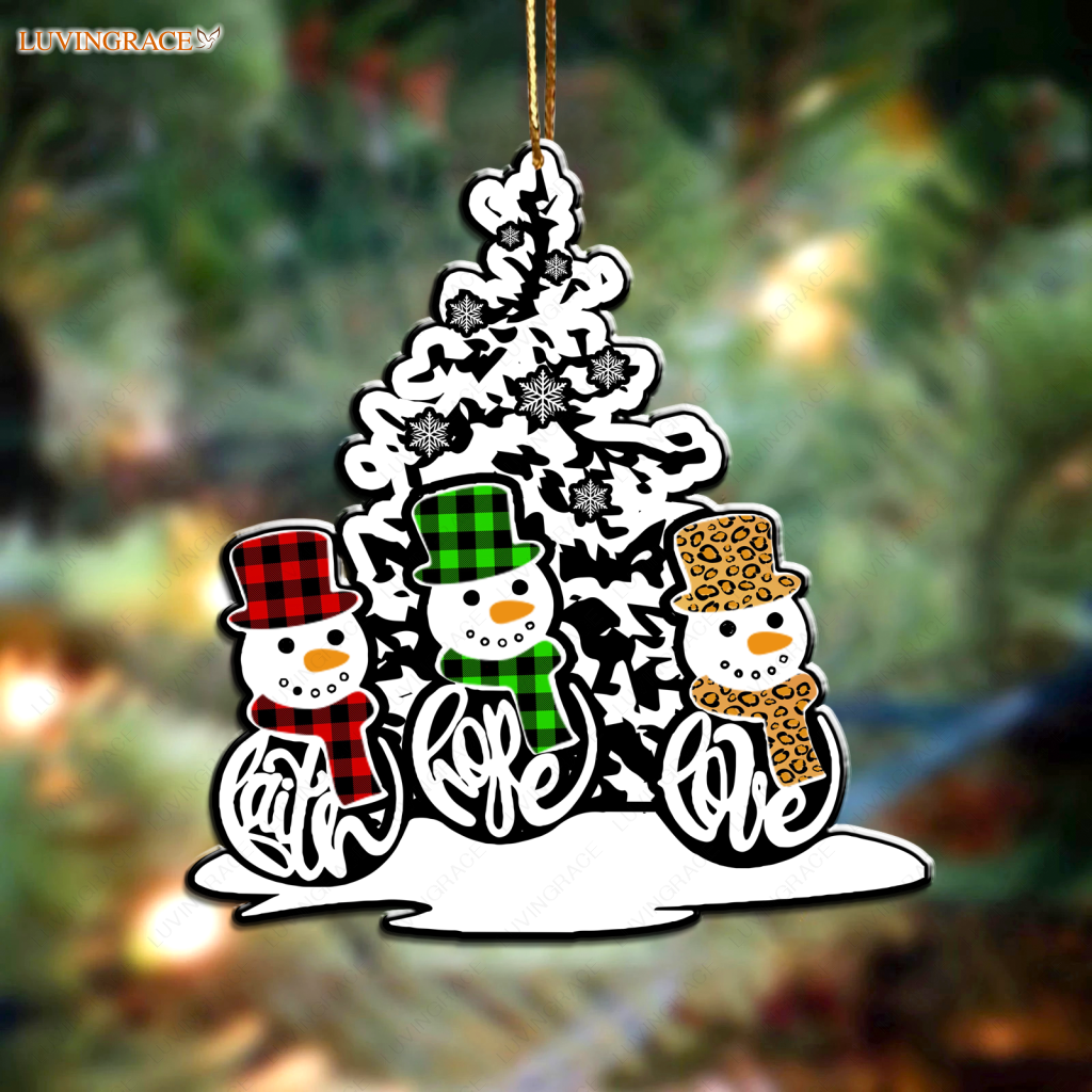 Faith Hope Love Christmas Snowman Ornament