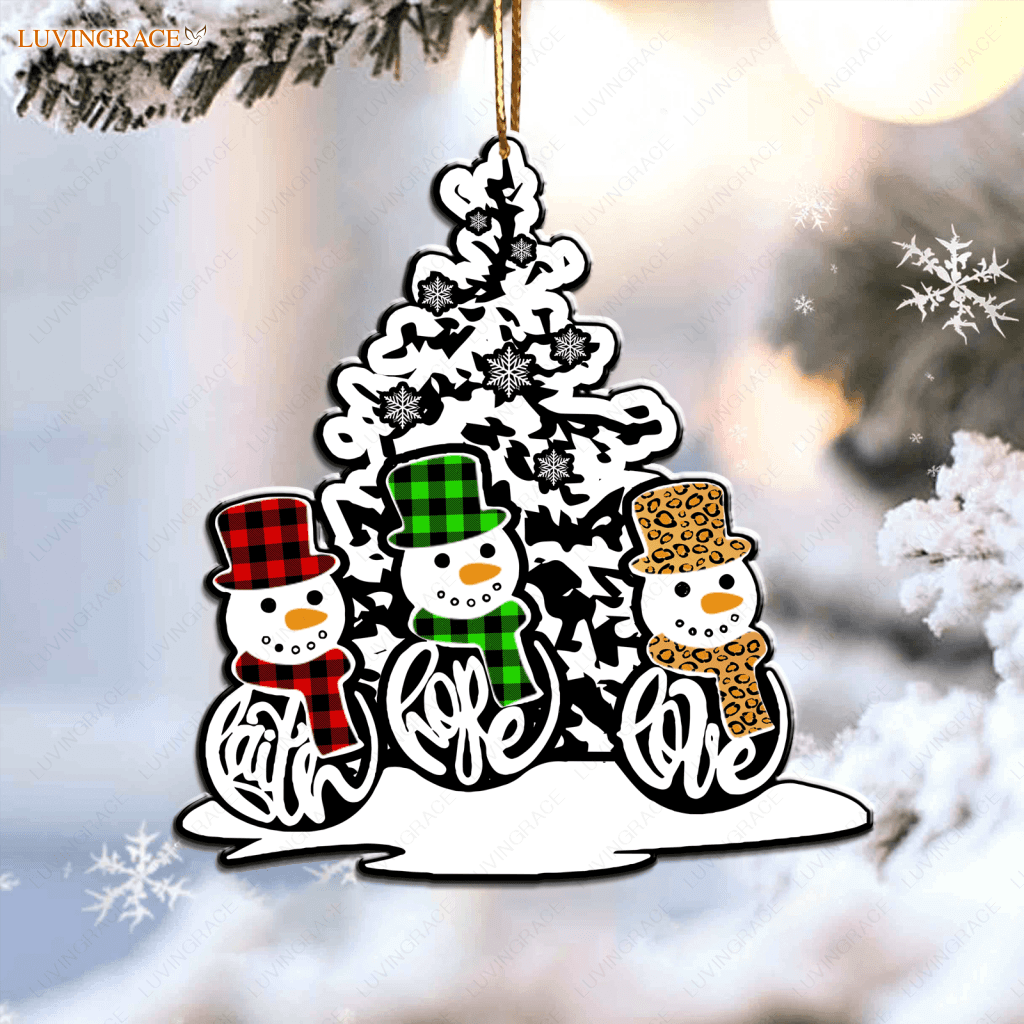 Faith Hope Love Christmas Snowman Ornament