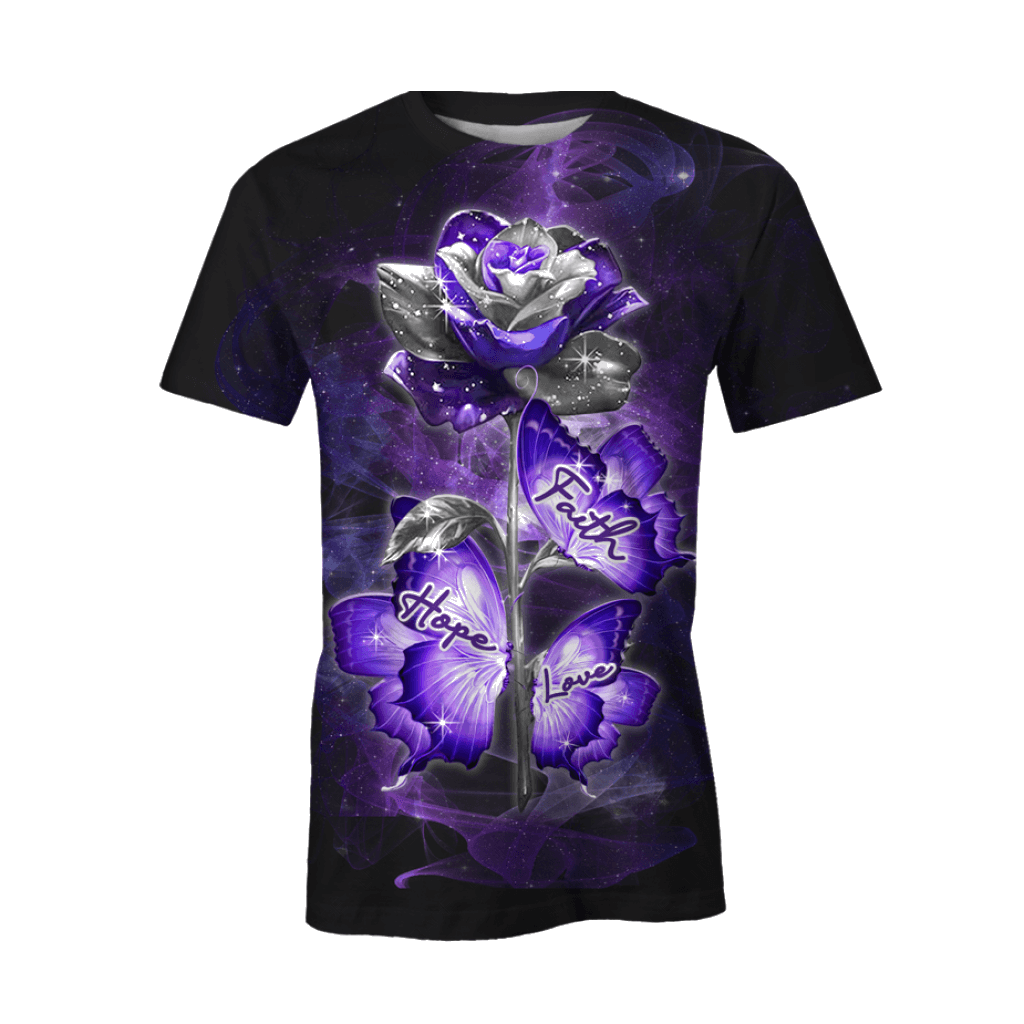 Faith Hope Love Purple Rose Zipper Hoodie