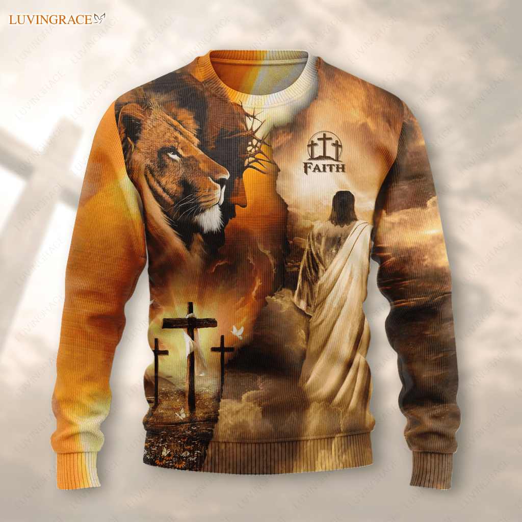 Faith Jesus Lion Cross As Strong I Am Wool Sweatshirt S Clothing